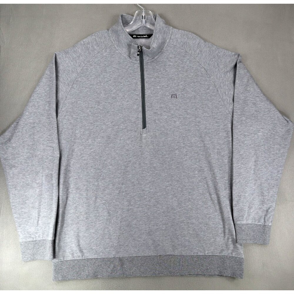 Travis Mathew Jacket Men XXL 2XL‎ Gray 1/4 Zip Pullover Sweatshirt Pockets Golf